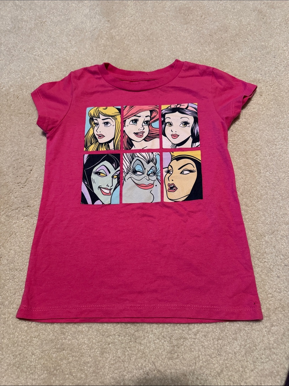 Disney Girls Hot Pink Princess & Villains Panel Graphic Tee